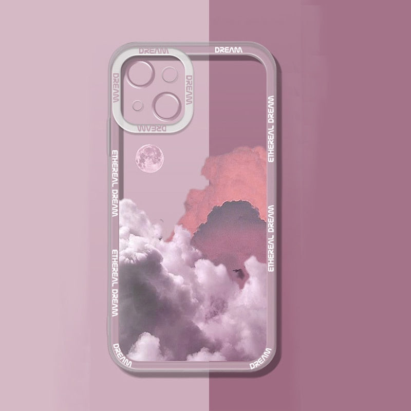 Sunset Moon Snow Mountain Phone Case For iPhone