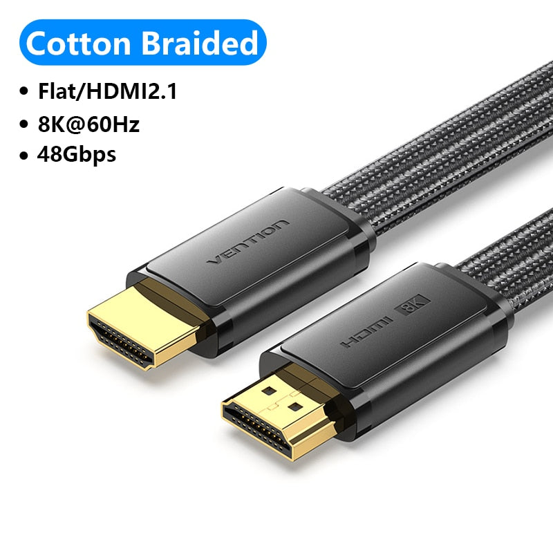 Vention HDMI 2.1 Cable 8K/60Hz 4K/120Hz 48Gbps HDMI Digital Cables Splitter for Xiaomi TV Box HDR10+ PS5 Switch Cable HDMI 2.1