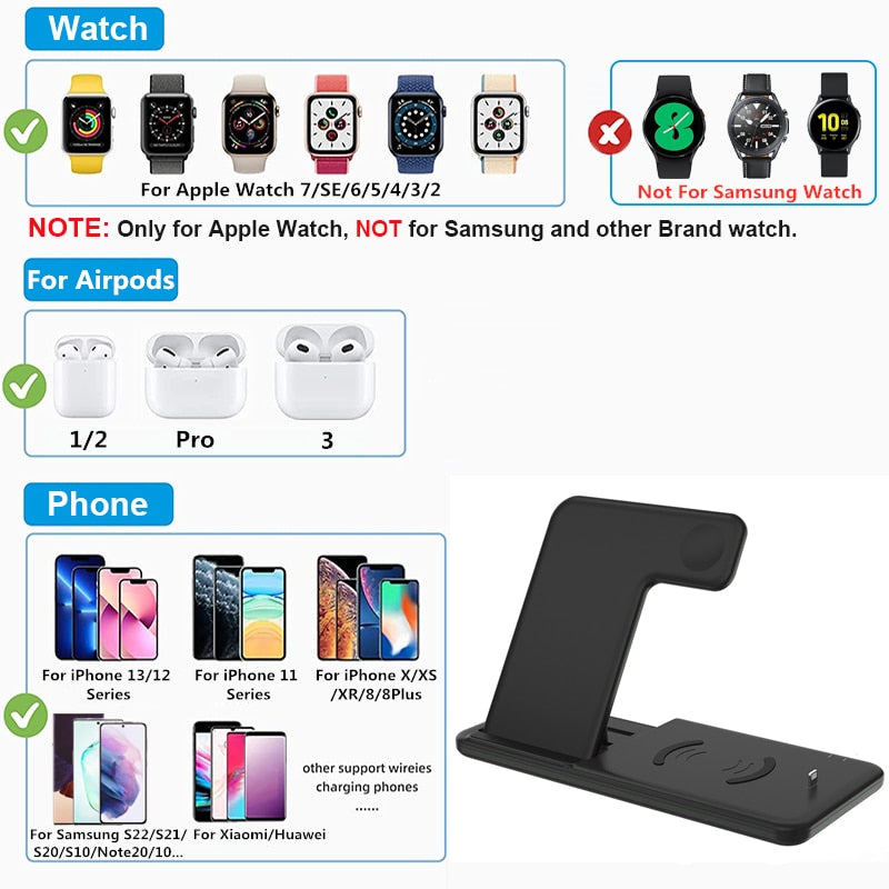 15W Fast Wireless Charger Stand For iPhone\Apple Watch 4 \Airpods Pro