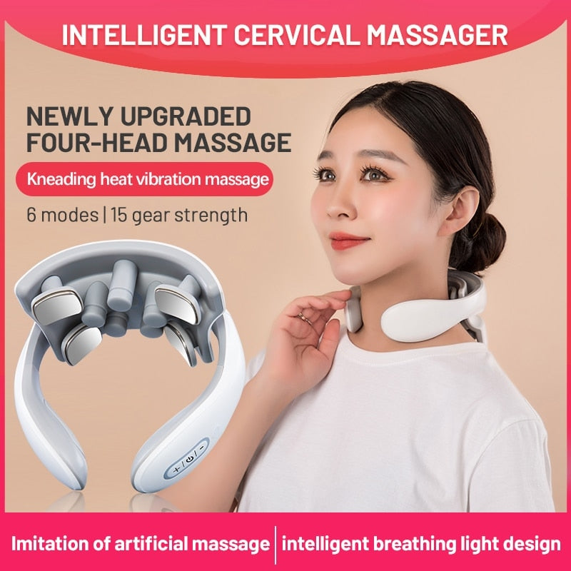 Neck Massage Intelligent Charging Heating Hot Pressing Magnetic Pulse Fashion Multi User Usage Portable Pulse Neck Massager