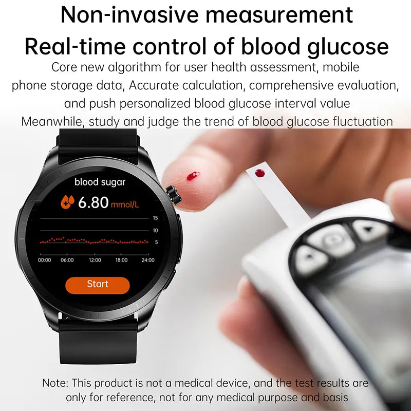 Smart Watch Men Women Blood Glucose Monitor Health  ECG+PPG Blood Pressure Thermometer IP68 Waterproof Sport Smartwatch