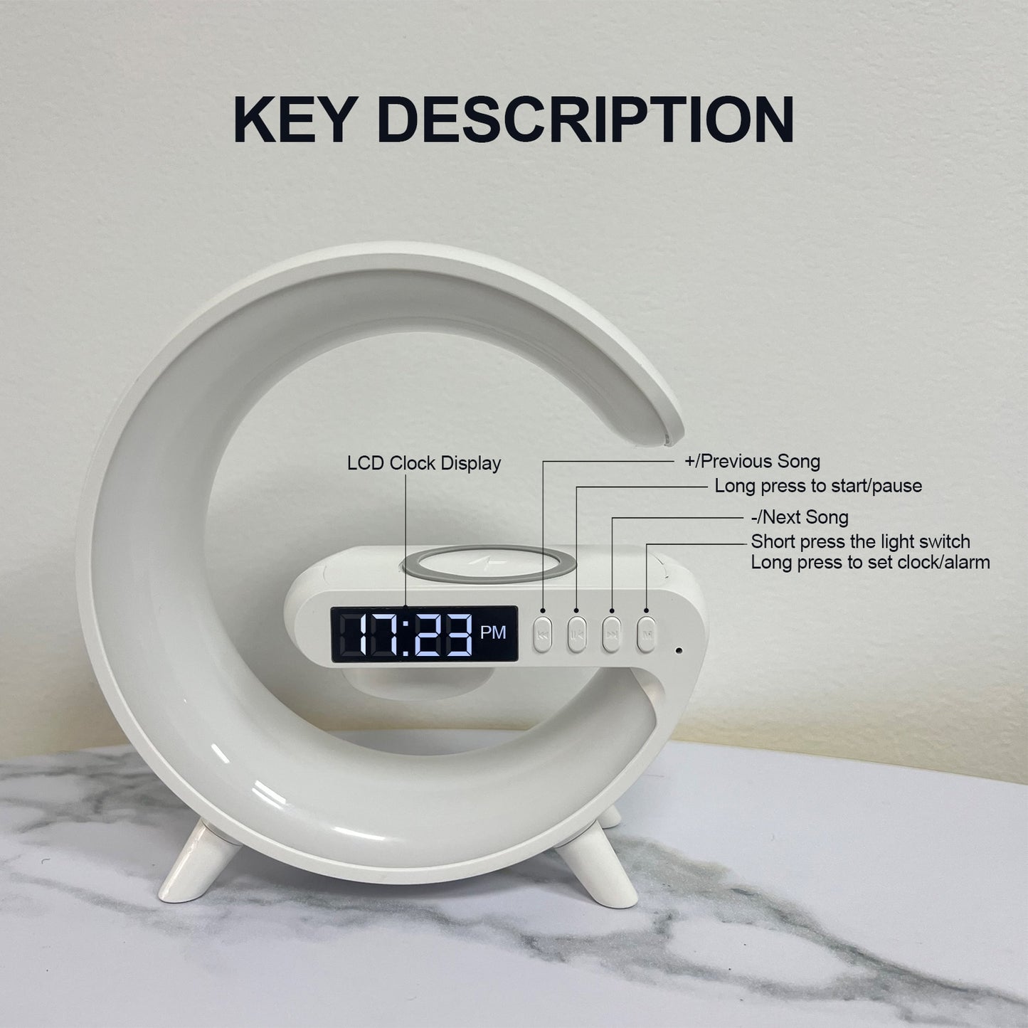 Clock Speaker Bluetooth 15W Wireless Charger Subfoofer Music Home