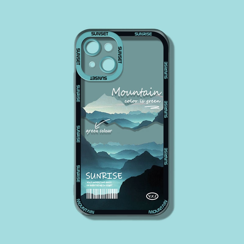 Sunset Moon Snow Mountain Phone Case For iPhone