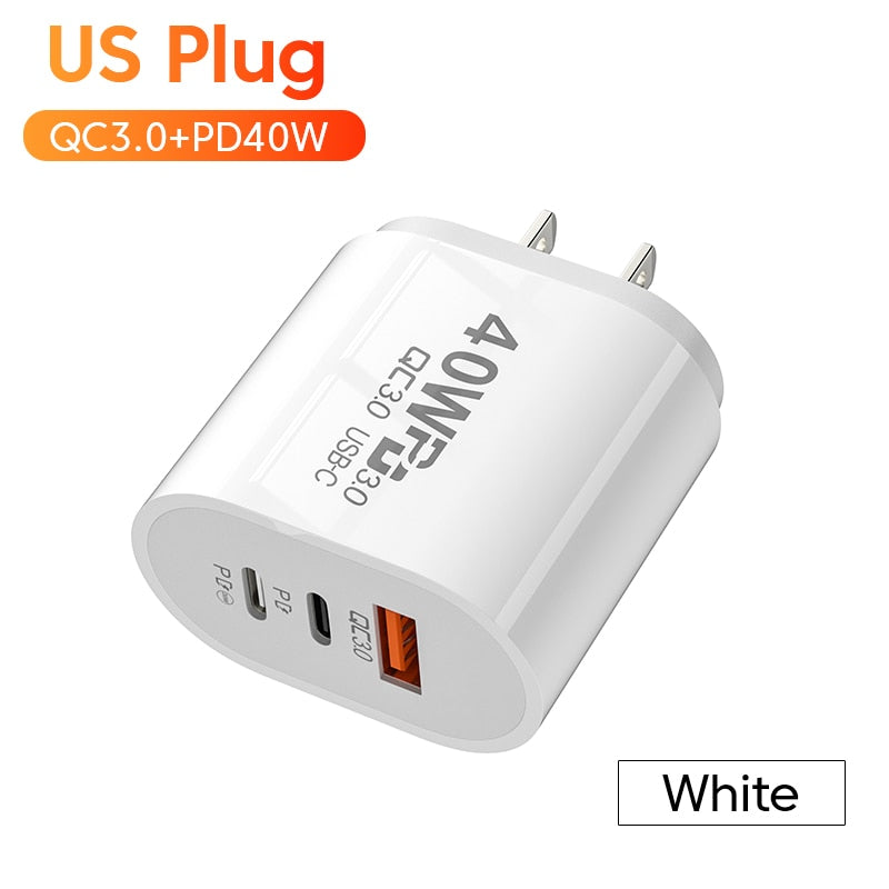 Olaf USB C Charger 60W Fast Charging Charger 3Ports Type C