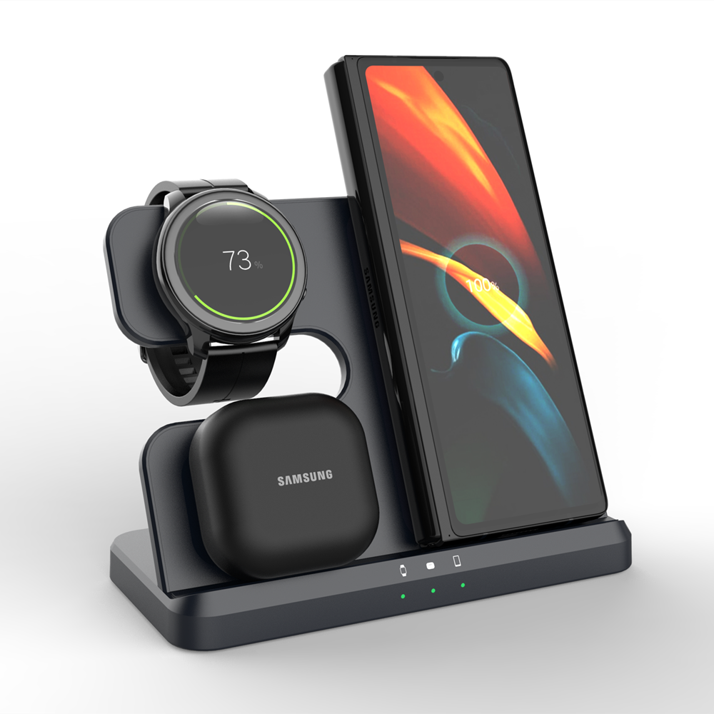 Wireless Charging Station for Samsung 3 in 1 Charger for Galaxy Watch 5/4/3/Active 2 S22 Ultra Note20 10 Z Flip Fold Galaxy Buds