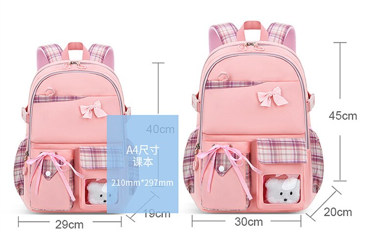 2023 New Bowknot schoolbag for teenage girls High capacity orthopedic backpack  With cartoon pendant School Bags 2 Size Satchel