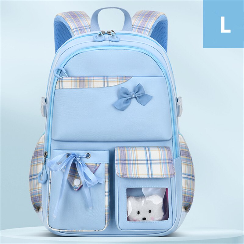 2023 New Bowknot schoolbag for teenage girls High capacity orthopedic backpack  With cartoon pendant School Bags 2 Size Satchel