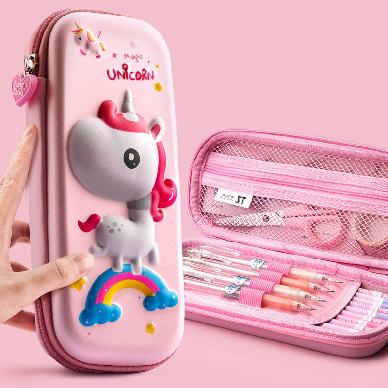 3D Unicorn EVA cute pencil box School student