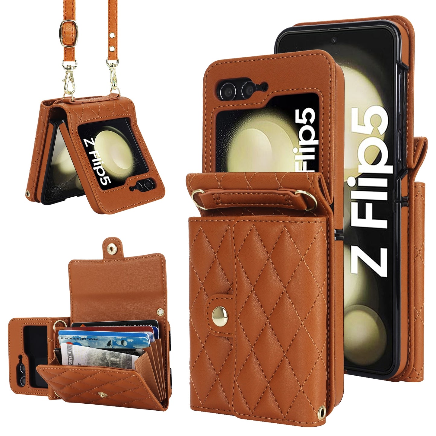 Crossbody Bag Fashion Leather Phone Case For Samsung Galaxy Z Flip 5 4 3