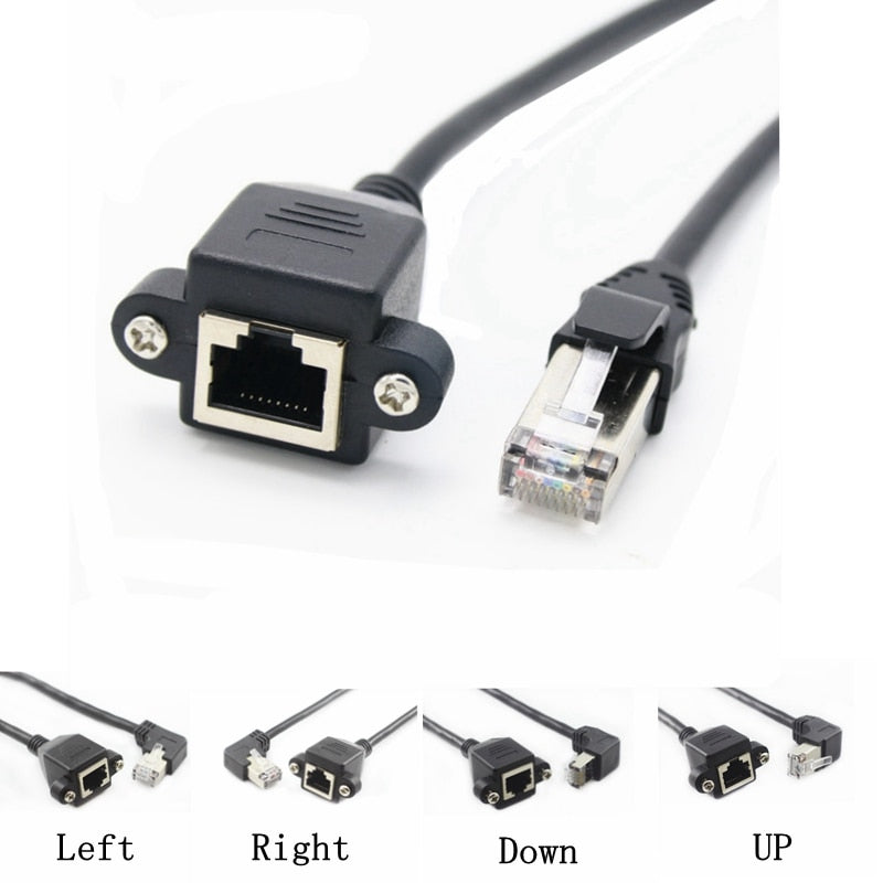 8Pin RJ45 Cable Male to Female Screw Panel Mount Ethernet LAN Network