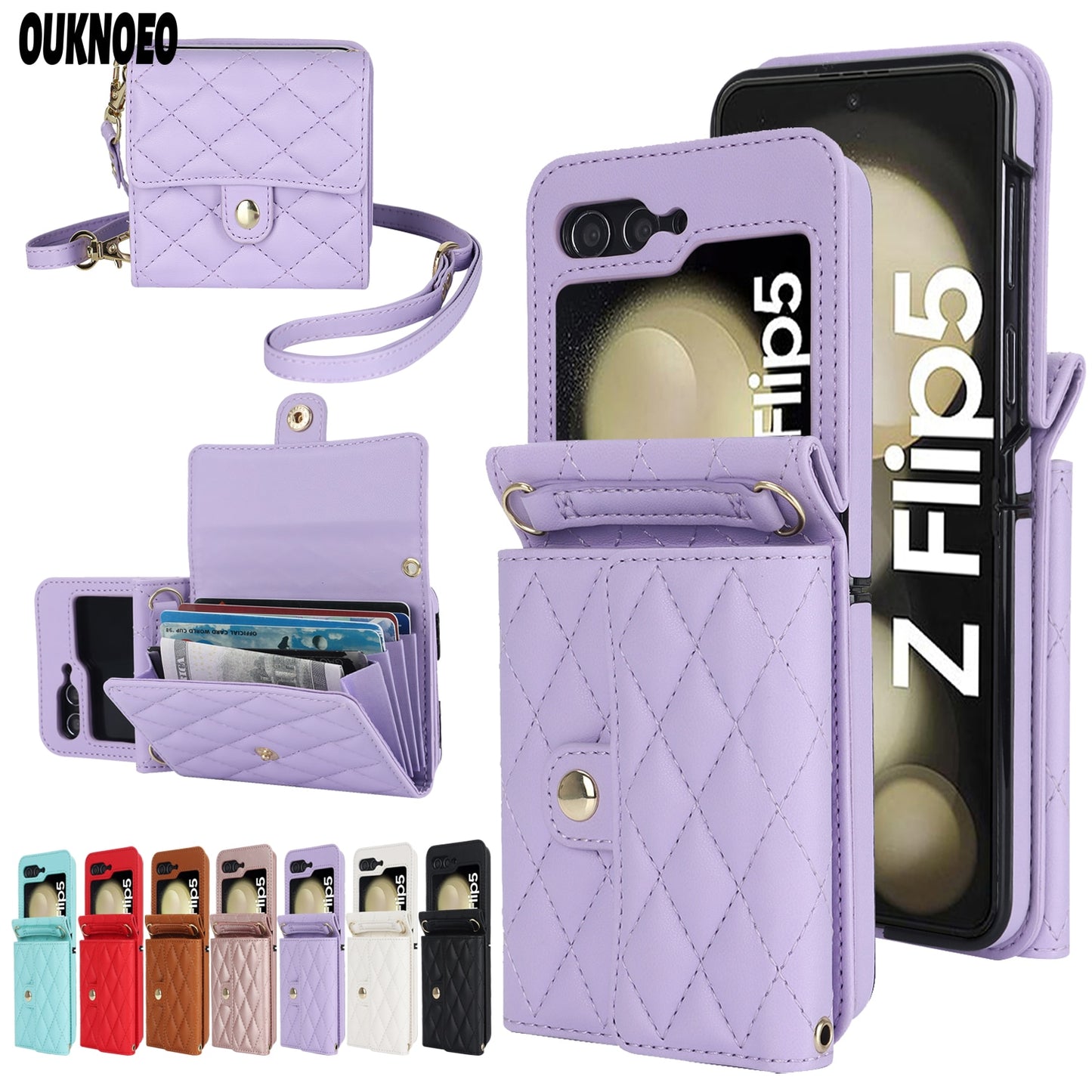 Crossbody Bag Fashion Leather Phone Case For Samsung Galaxy Z Flip 5 4 3