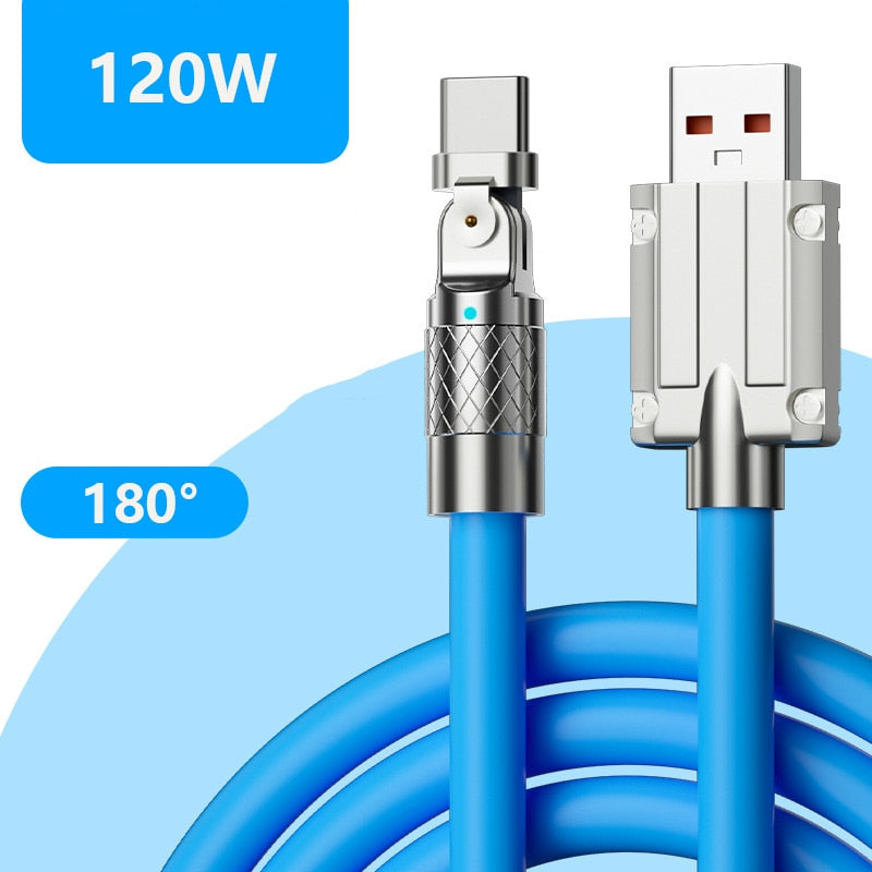 Type-c USB C 180 Degree Rotating Liquid Silicone Rubber Mobile Phone Fast Charger Usb Cable