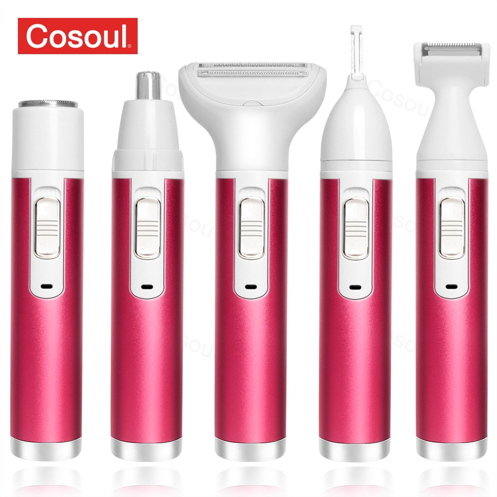 5 in 1 Body Hair Removal Epilator Armpit Hair Bikini Hair Leg Hair Pubic Hair Electric Razor Clipper Shaver Trimmer Women