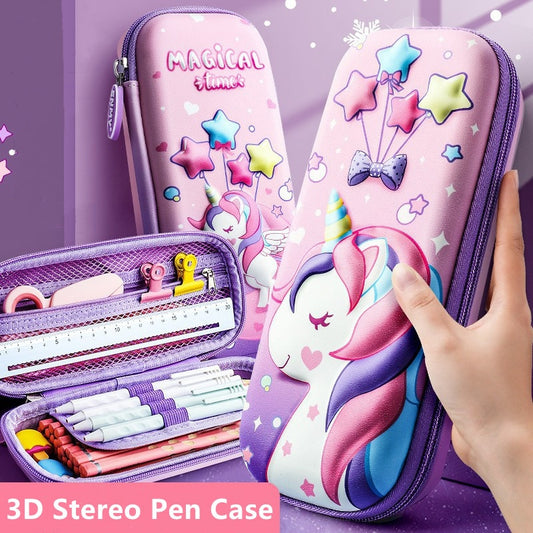 3D Unicorn EVA cute pencil box School student