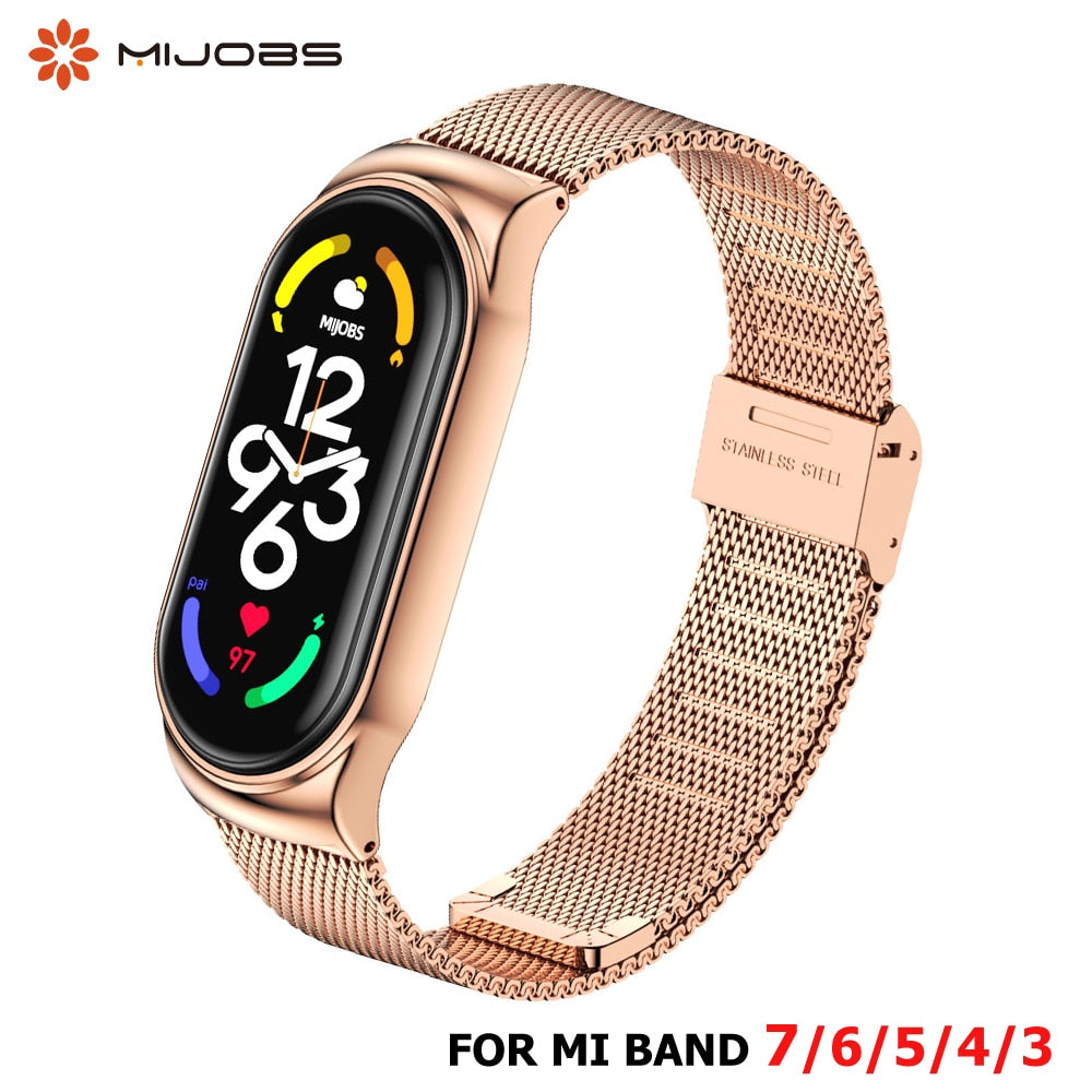 Strap for Mi Band 5 6 7 8 Metal Milanese Bracelet On Mi Band 4 Wristband Stainless Steel Mi Band 3 Strap For Xiaomi Miband 5 4 8