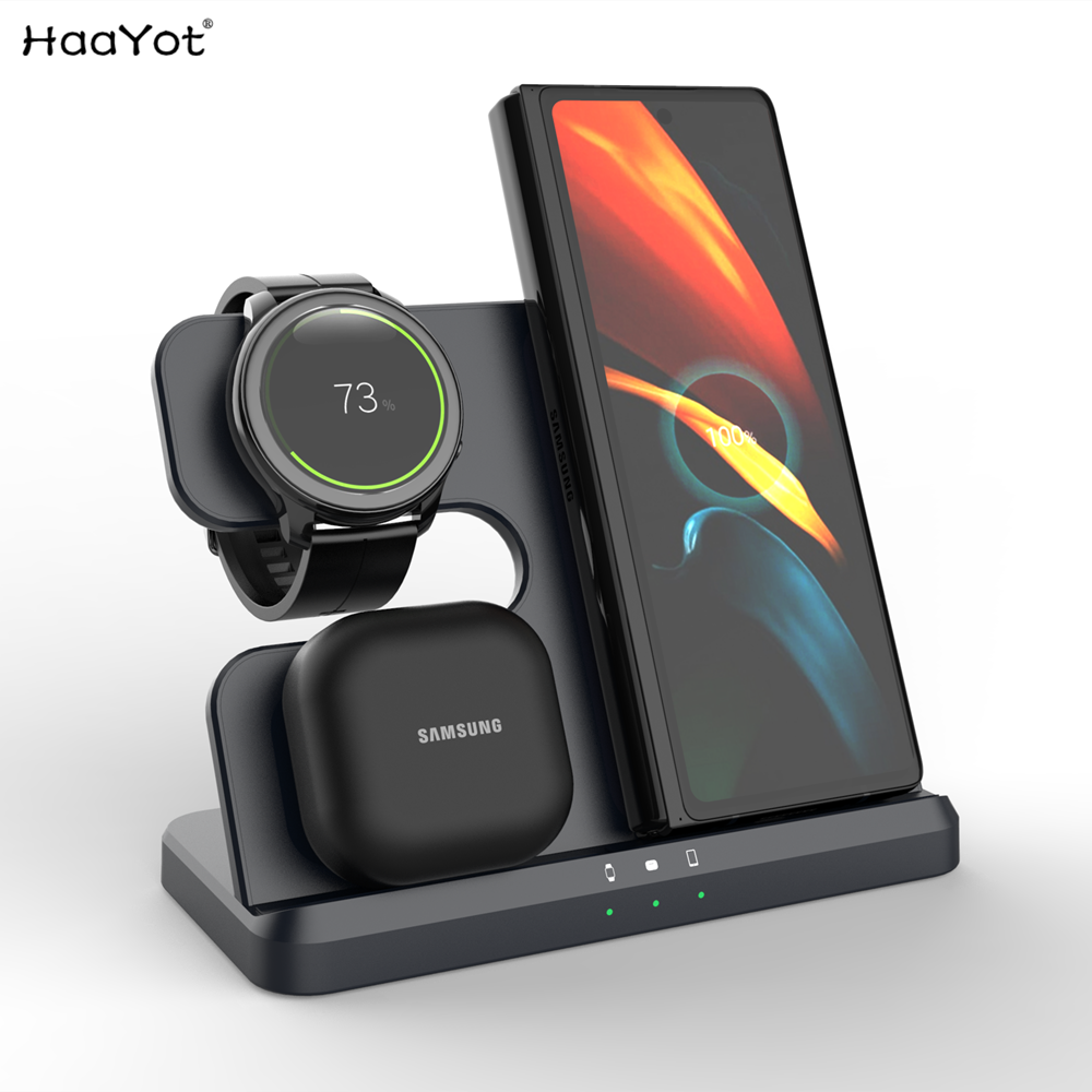 Wireless Charging Station for Samsung 3 in 1 Charger for Galaxy Watch 5/4/3/Active 2 S22 Ultra Note20 10 Z Flip Fold Galaxy Buds