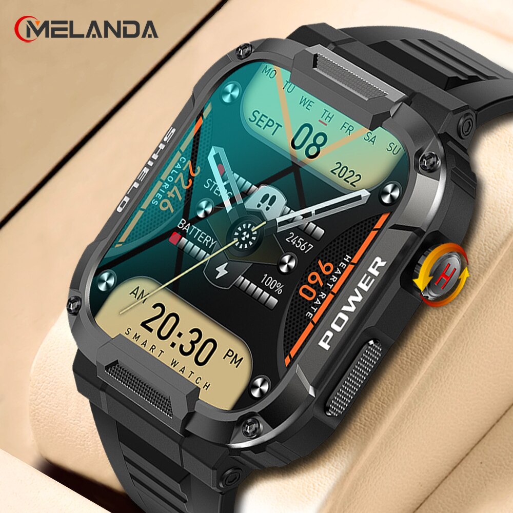 MELANDA 1.85 Outdoor Military Smart Watch Men